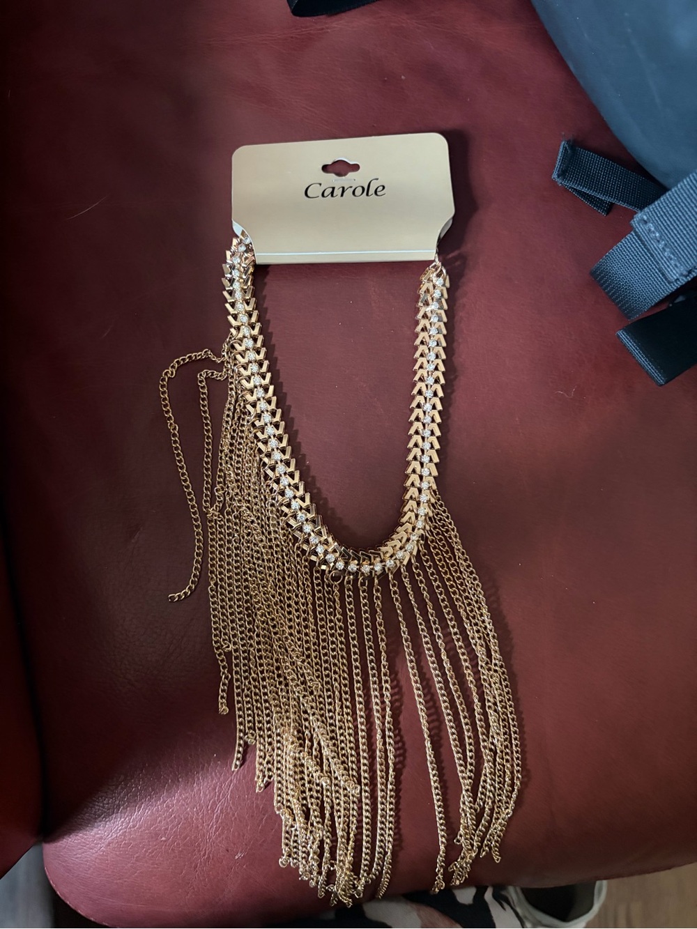 Carolee Gold Fringe Multi-Chain Statement Necklace
